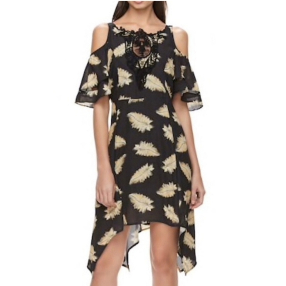 Disney Beauty and the Beast Feather Print Dress Jr M